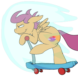 Size: 1000x1000 | Tagged: safe, artist:bennimarru, character:scootaloo, species:pegasus, species:pony, cutie mark, female, filly, flat colors, go fast, one leg raised, scooter, simple background, solo, the cmc's cutie marks, transparent background