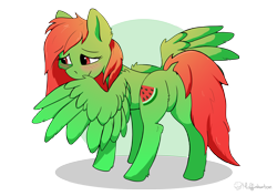 Size: 7016x4961 | Tagged: safe, artist:muffinkarton, edit, oc, oc only, oc:watermelon frenzy, species:pegasus, species:pony, blushing, cute, featureless crotch, looking away, shy, simple background, solo, sunlight, transparent background, wings