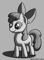 Size: 1830x2500 | Tagged: safe, artist:vertex-the-pony, character:apple bloom, monochrome, solo