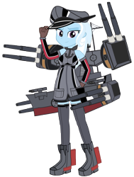 Size: 5681x7532 | Tagged: artist needed, safe, derpibooru original, edit, character:trixie, my little pony:equestria girls, absurd resolution, bismarck, female, kantai collection, looking at you, simple background, solo, transparent background, vector