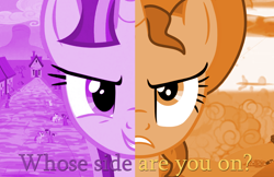Size: 1110x720 | Tagged: artist needed, safe, character:starlight glimmer, character:sunset shimmer, species:pony, species:unicorn, captain america, civil war, sunset vs starlight, sunset vs starlight debate, text
