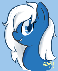 Size: 500x611 | Tagged: safe, artist:easyfox7, oc, oc only, oc:edge, blue background, browser ponies, grin, looking at you, microsoft edge, simple background, smiling