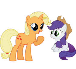 Size: 1128x1024 | Tagged: artist needed, safe, edit, character:applejack, character:rarity, ship:rarijack, female, filly, has science gone too far?, head swap, lesbian, shipping, simple background, transparent background, vector, wat, what has science done