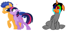 Size: 1024x483 | Tagged: artist needed, safe, character:flash sentry, character:twilight sparkle, character:twilight sparkle (alicorn), oc, species:alicorn, species:pony, ship:flashlight, alicorn oc, cuckolding, donut steel, female, male, shipping, straight