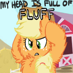 Size: 150x150 | Tagged: artist needed, safe, character:applejack, fluffy, fluffyjack, my head is full of, picture for breezies