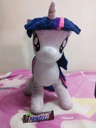 Size: 1944x2592 | Tagged: artist needed, safe, character:twilight sparkle, character:twilight sparkle (alicorn), species:alicorn, species:pony, female, horn ring, irl, jin, mare, photo, plushie, snickers, toy