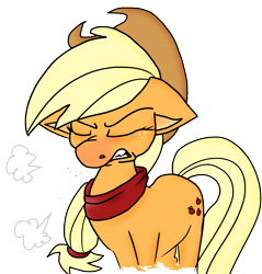 Size: 4641x4862 | Tagged: artist needed, safe, character:applejack, absurd resolution, allergies, clothing, female, floppy ears, hat, hay fever, scarf, sneezing, sneezing fetish, solo