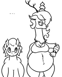 Size: 500x625 | Tagged: artist needed, safe, character:discord, oc, oc:eris, species:anthro, busty eris, huge eris, pregnant, rule 63
