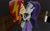 Size: 1280x800 | Tagged: artist needed, safe, character:rarity, character:sunset shimmer, ship:sunsarity, my little pony:equestria girls, 3d, 3d model, clothing, female, gmod, jacket, kissing, leather jacket, lesbian, shipping