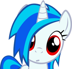 Size: 850x824 | Tagged: artist needed, safe, character:dj pon-3, character:vinyl scratch, species:pony, species:unicorn, female, horn, looking at you, mare, red eyes, simple background, solo, transparent background, vector, wrong eye color