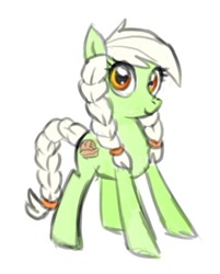 Size: 449x559 | Tagged: artist needed, safe, character:granny smith, species:earth pony, species:pony, female, filly, simple background, solo, white background, young, young granny smith, younger
