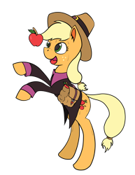 Size: 2550x3300 | Tagged: artist needed, safe, character:applejack, /pone/, 8chan, apple, food, pilgrim outfit, saddle bag, solo, sweat