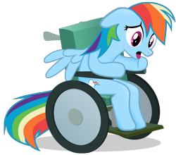 Size: 3000x2637 | Tagged: artist needed, safe, character:rainbow dash, high res, incorrect leg anatomy, wheelchair
