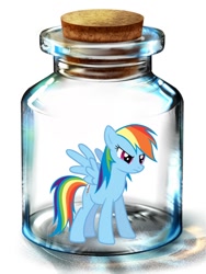 Size: 600x800 | Tagged: artist needed, safe, character:rainbow dash, species:pegasus, species:pony, angry, bottle, female, mare, pony in a bottle, solo