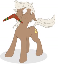 Size: 1480x1632 | Tagged: artist needed, safe, species:earth pony, species:pony, boomerang, epona, fail, female, mare, ponified, ponified animal photo, solo, the legend of zelda
