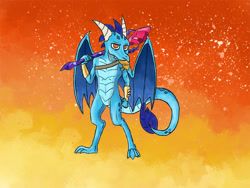 Size: 900x675 | Tagged: artist needed, safe, character:princess ember, species:dragon, episode:gauntlet of fire, g4, my little pony: friendship is magic, armor, bloodstone scepter, dragon lord ember, prince ash, rule 63, solo