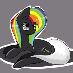 Size: 1252x1252 | Tagged: artist needed, safe, oc, oc only, oc:dark side, species:earth pony, species:pony, female, hipgnosis, mare, pink floyd, rainbow hair, solo, the dark side of the moon
