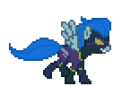 Size: 126x96 | Tagged: artist needed, source needed, safe, character:nightshade, species:pegasus, species:pony, desktop ponies, animated, clothing, costume, goggles, running, shadowbolts, shadowbolts costume, side view, simple background, sprite, transparent background, wings
