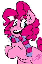 Size: 320x480 | Tagged: artist needed, safe, character:pinkie pie, calarts, clothing, digital art, scarf, solo, style emulation