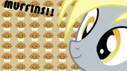 Size: 900x506 | Tagged: artist needed, safe, character:derpy hooves, species:pegasus, species:pony, :3, eat muffins every day, female, mare, muffin, solo, wallpaper