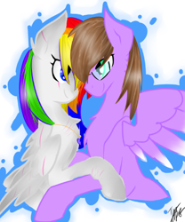 Size: 411x494 | Tagged: artist needed, safe, oc, oc only, oc:colorshy, oc:thunder chaser, scar, smiling