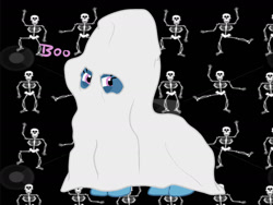 Size: 1280x960 | Tagged: artist needed, safe, character:trixie, 30 minute art challenge, bedsheet ghost, clothing, costume, ghost, ghost costume, halloween, halloween costume, holiday, skeleton