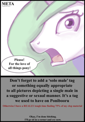 Size: 1000x1440 | Tagged: artist needed, safe, edit, character:princess celestia, species:alicorn, species:pony, derpibooru, princess molestia, bust, dialogue, female, frown, looking at you, mare, meta, open mouth, ponibooru, portrait, public service announcement, simple background, solo, speech bubble, text, white background