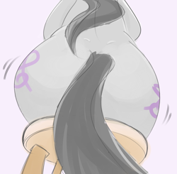 Size: 2200x2157 | Tagged: artist needed, safe, character:octavia melody, species:pony, both cutie marks, butt, butt only, butt shake, female, head out of frame, plot, plump, shaking, simple background, sitting, solo, stool, the ass was fat, treblebutt