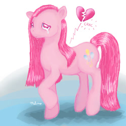 Size: 894x894 | Tagged: safe, artist:telimbo, character:pinkamena diane pie, character:pinkie pie, agony, alone, angst, crying, fake smile, feels, forever alone, grief, heartbreak, left out, lonely, meme, oh it is sad day, sad, sad eyes, sadness, single tear, solo, sorrow, teary eyes, unhappy