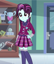 Size: 1952x2312 | Tagged: artist needed, safe, part of a set, character:principal abacus cinch, equestria girls:friendship games, g4, my little pony:equestria girls, abacus cinch through the years, beautiful, cinchabetes, clothing, crystal prep academy uniform, cute, loose hair, missing accessory, no glasses, part of a series, pleated skirt, school uniform, skirt, socks, solo, younger, younger cinch