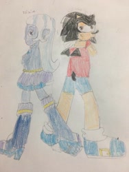 Size: 720x960 | Tagged: artist needed, source needed, useless source url, safe, character:trixie, oc, species:pony, species:unicorn, crossover, duo, female, mare, recolor, sonic the hedgehog (series), traditional art