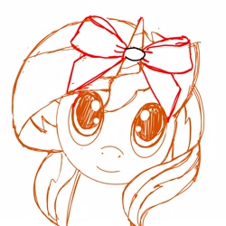 Size: 2160x2160 | Tagged: artist needed, safe, character:sunset shimmer, species:pony, bow, monochrome, sketch, solo