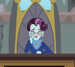 Size: 2162x1938 | Tagged: artist needed, safe, character:principal abacus cinch, equestria girls:friendship games, g4, my little pony:equestria girls, chair, cinchabetes, cute, eyes closed, friendship games bloopers, grin, laughing, scene interpretation, sitting, smiling, solo, table, vector, when she smiles