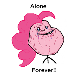 Size: 412x413 | Tagged: artist needed, safe, edit, character:pinkie pie, 1000 hours in ms paint, caption, creepy, forever alone, image macro, meme, text