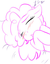 Size: 350x450 | Tagged: artist needed, safe, character:pinkie pie, :o, blushing, cute, eyes closed, floppy ears, on back, sleeping, solo, zzz