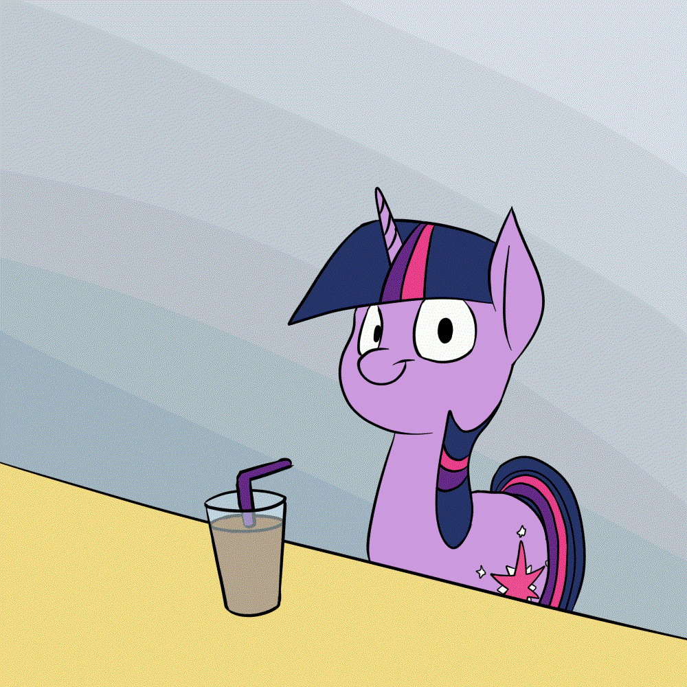 Size: 1000x1000 | Tagged: safe, artist:anontheanon, edit, character:twilight sparkle, animated, chocolate, chocolate milk, exploitable meme, gif, meme, milk, non-looping gif, pure unfiltered evil, solo, spilled milk