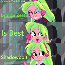 Size: 750x750 | Tagged: artist needed, safe, character:lemon zest, my little pony:equestria girls, best human, green text, instagram