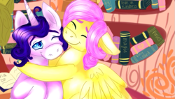 Size: 809x460 | Tagged: artist needed, safe, character:fluttershy, character:rarity, butterscotch, elusive, love in kindness, rule 63