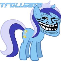 Size: 900x894 | Tagged: artist needed, source needed, safe, character:minuette, species:pony, species:unicorn, g4, female, mare, pun, rapeface, simple background, solo, trollface, u mad, white background