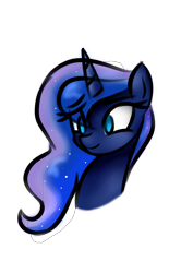 Size: 1000x1414 | Tagged: artist needed, safe, character:princess luna, species:alicorn, species:pony, bust, female, mare, portrait, simple background, smiling, solo, transparent background