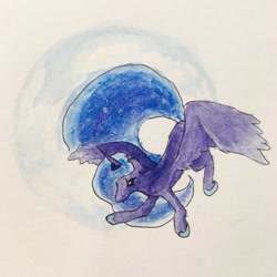 Size: 709x709 | Tagged: artist needed, source needed, safe, character:princess luna, species:alicorn, species:pony, solo, traditional art, watercolor painting