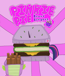 Size: 900x1059 | Tagged: safe, artist:super-zombie, part of a set, character:spike, character:twilight sparkle, species:dragon, burger, fast food, food, french fries, tail