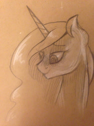 Size: 500x667 | Tagged: artist needed, source needed, safe, character:princess luna, bust, monochrome, sketch, solo, traditional art