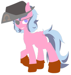 Size: 1418x1483 | Tagged: artist needed, safe, oc, oc only, oc:summer silk, species:pony, boots, clothing, eyepatch, hat, lineless, pirate hat, simple background, solo, transparent background