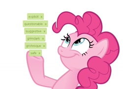 Size: 1184x855 | Tagged: artist needed, safe, character:pinkie pie, species:earth pony, species:pony, derpibooru, female, look what pinkie found, mare, meme, meta, smiling, solo, tags