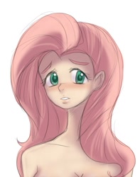 Size: 600x763 | Tagged: artist needed, source needed, safe, character:fluttershy, species:human, anime style, blushing, bust, female, humanized, solo