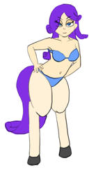 Size: 482x874 | Tagged: artist needed, safe, oc, oc only, oc:sapphire belle, parent:oc:anon, parent:rarity, satyr, bikini, clothing, offspring, shaved, shaved legs, simple background, solo, swimsuit, white background