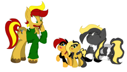 Size: 1150x650 | Tagged: safe, artist:quill-stroke, oc, oc only, oc:little wisdom, oc:zac mars, species:pony, commission, foal, shipping, simple background, white background