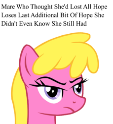 Size: 482x527 | Tagged: artist needed, safe, character:cherry berry, species:pony, angry, drawthread, meme, ponified meme, reaction image, simple background, solo, the onion, white background