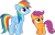 Size: 1126x710 | Tagged: safe, artist:siaphra, character:rainbow dash, character:scootaloo, species:pegasus, species:pony, mirrored, simple background, transparent background, vector